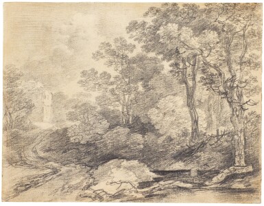 View full screen - View 1 of Lot 16. THOMAS GAINSBOROUGH, R.A. | A WOODED LANDSCAPE.