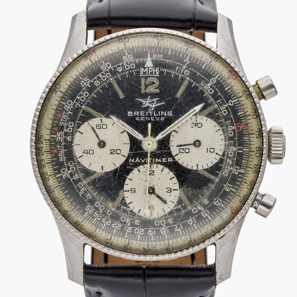 View full screen - View 1 of Lot 628. Reference 806 Navitimer | A stainless steel chronograph wristwatch with slide rule bezel, Circa 1957.