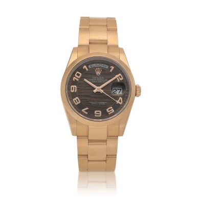 View full screen - View 1 of Lot 512. Day-Date, Ref. 118205F Pink gold wristwatch with day, date and bracelet Circa 2011.
