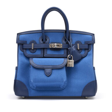 View full screen - View 1 of Lot 1040. Blue Egee Goeland Toile and Swift Cargo Birkin 25 Palladium Hardware, 2022.