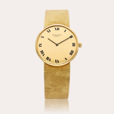 View full screen - View 1 of Lot 476. Reference 3513/1 Calatrava | A yellow gold bracelet watch, Circa 1970.