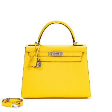 View full screen - View 1 of Lot 657. Jaune de Naples Epsom Kelly 28 Sellier Palladium Hardware, 2022.