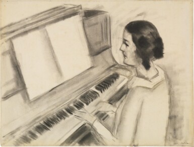 View full screen - View 1 of Lot 52. Portrait de Henriette jouant au piano.
