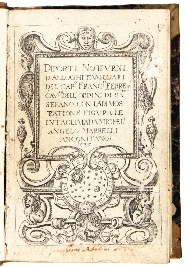 View full screen - View 1 of Lot 167. Ferretti, Diporti notturni, Ancona, 1579, later half vellum.