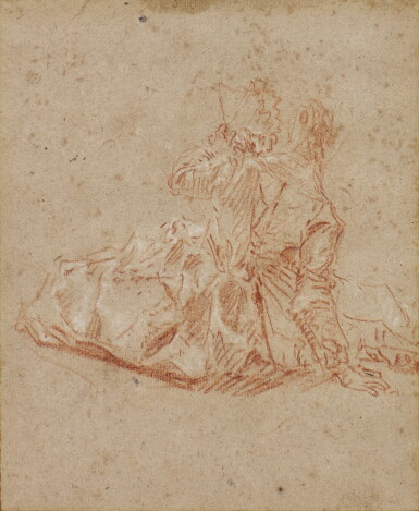 View full screen - View 1 of Lot 199. A study of a young lady seated and seen from behind, holding a fan.
