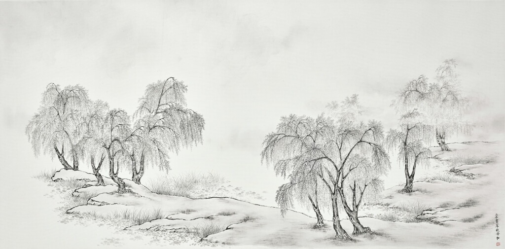 View full screen - View 1 of Lot 3203. 安和 An He (An Ho, 1927-2017) | 柳湖煙靄 Willows Gracing the Water.