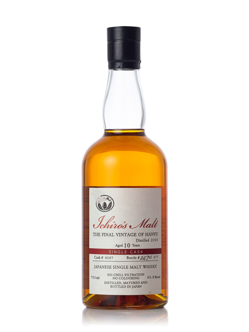 View full screen - View 1 of Lot 1008. 羽生 Hanyu Ichiro's Malt Cask #6067 10 Year Old The Final Vintage 60.8 abv 2000 (1 BT70).