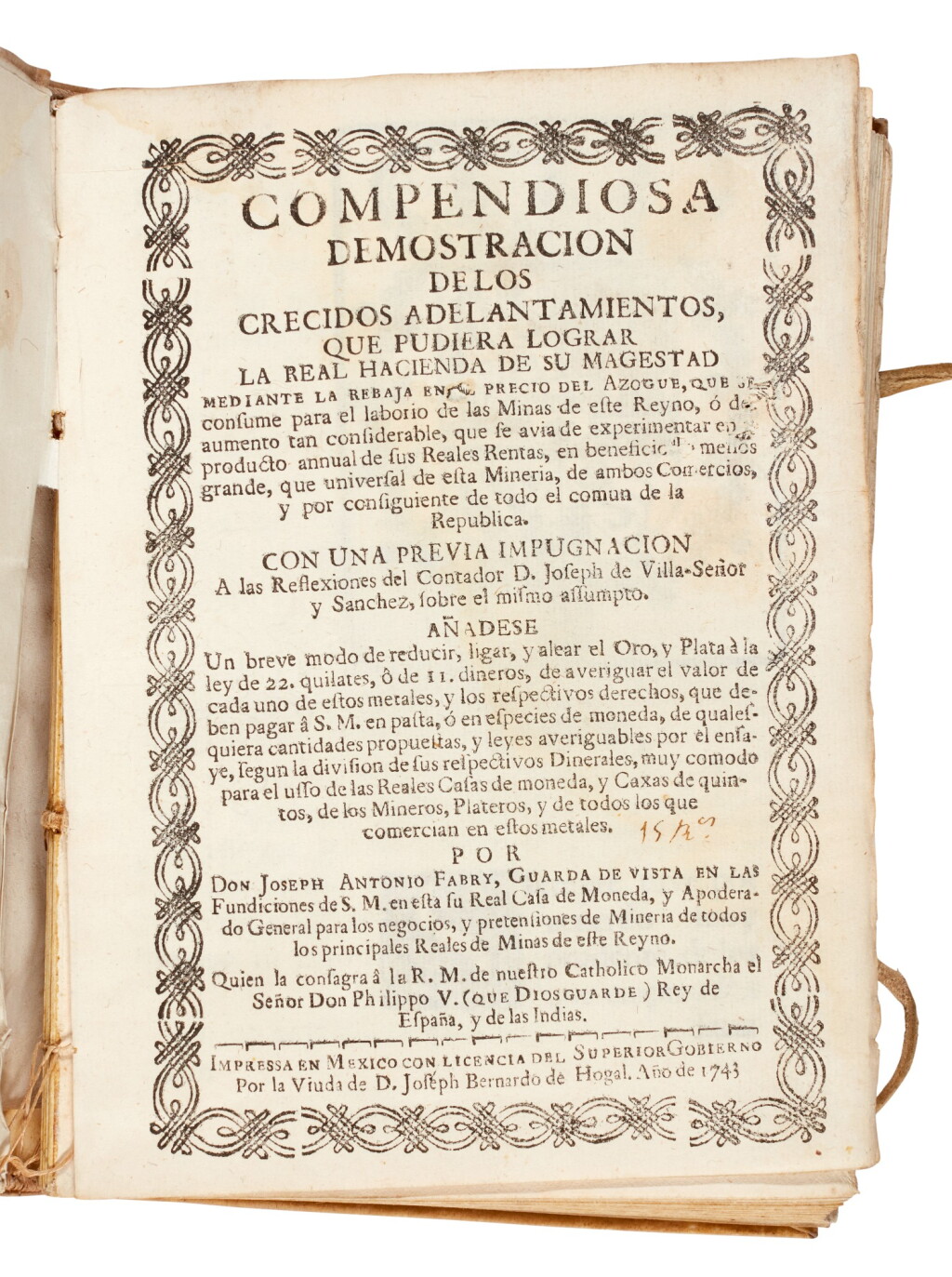 View full screen - View 1 of Lot 97. Fabry, Compendiosa demostracion, Mexico, 1743, contemporary vellum.