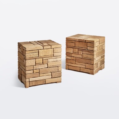 View full screen - View 1 of Lot 20. Pair of "Pierres Sèches" Bedside Tables.