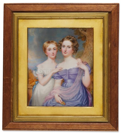View full screen - View 1 of Lot 467. Portrait of Helena and Beatrice, daughters of Sir John Trevelyan, 4th Bt of Nettlecombe Court, Somerset, 1827.