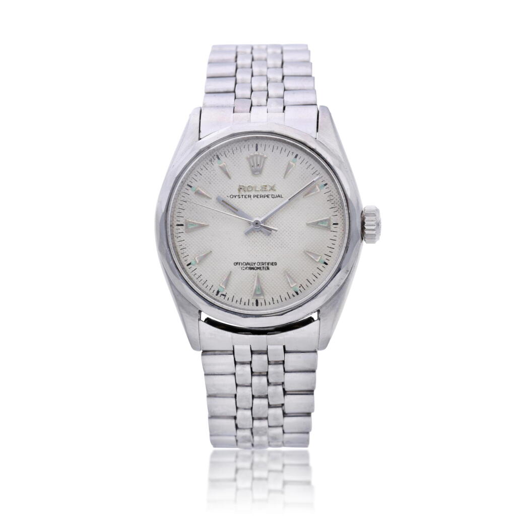 View full screen - View 1 of Lot 116. Reference 6286 Oyster Perpetual, A stainless steel automatic wristwatch with bracelet, Circa 1963.