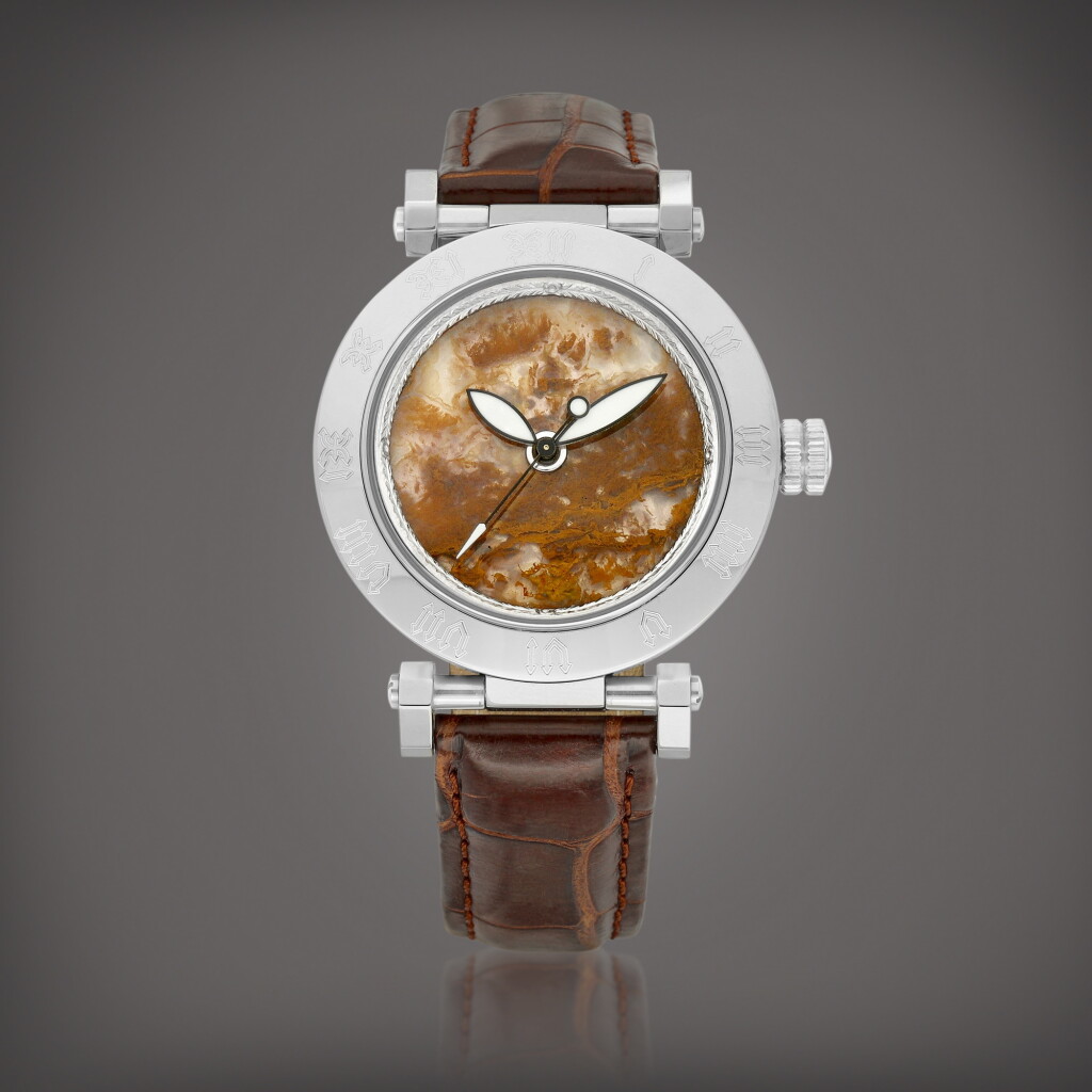 View full screen - View 1 of Lot 998. A stainless steel wristwatch with brown hardstone dial, Circa 2005 | 精鋼腕錶,備棕色硬石錶盤,約2005年製.