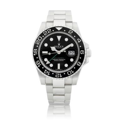 View full screen - View 1 of Lot 2002. GMT-Master II "Stick Dial", Reference 116710LN | A stainless steel dual time zone wristwatch with date and bracelet, Circa 2009 | 勞力士 | GMT-Master II "Stick Dial" 型號116710LN | 精鋼兩地時間鏈帶腕錶,備日期顯示,約2009年製 .