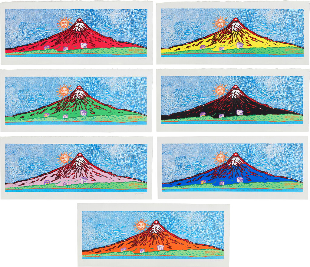 View full screen - View 1 of Lot 214. Yayoi Kusama 草間彌生 | Mt. Fuji in Seven Colours (set of 7 works) 七色富士山(一組七幅).