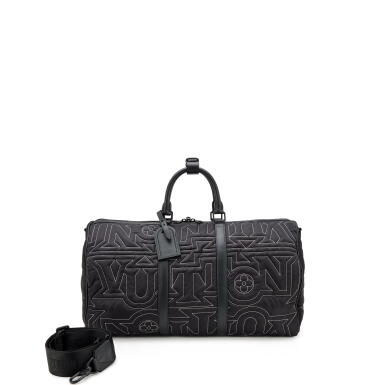 View full screen - View 1 of Lot 198. Black Nylon and Leather Keepall Bandoulière 50 Black Hardware, 2022.