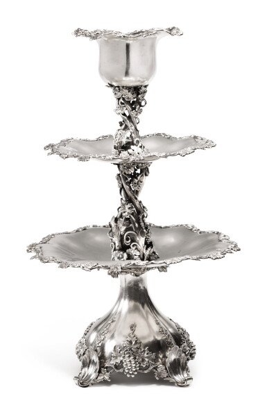 View full screen - View 1 of Lot 320. A SWEDISH SILVER CENTERPIECE, CHRISTIAN HAMMER, STOCKHOLM, 1862.