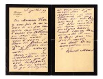 Lettre autographe signée au collectionneur Georges Viau. Giverny, 26 juillet 1899.