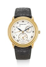 AUDEMARS PIGUET | DUAL TIME, REFERENCE 25685.002, A YELLOW GOLD DUAL TIME ZONE WRISTWATCH WITH DATE AND POWER RESERVE INDICATION, CIRCA 1995