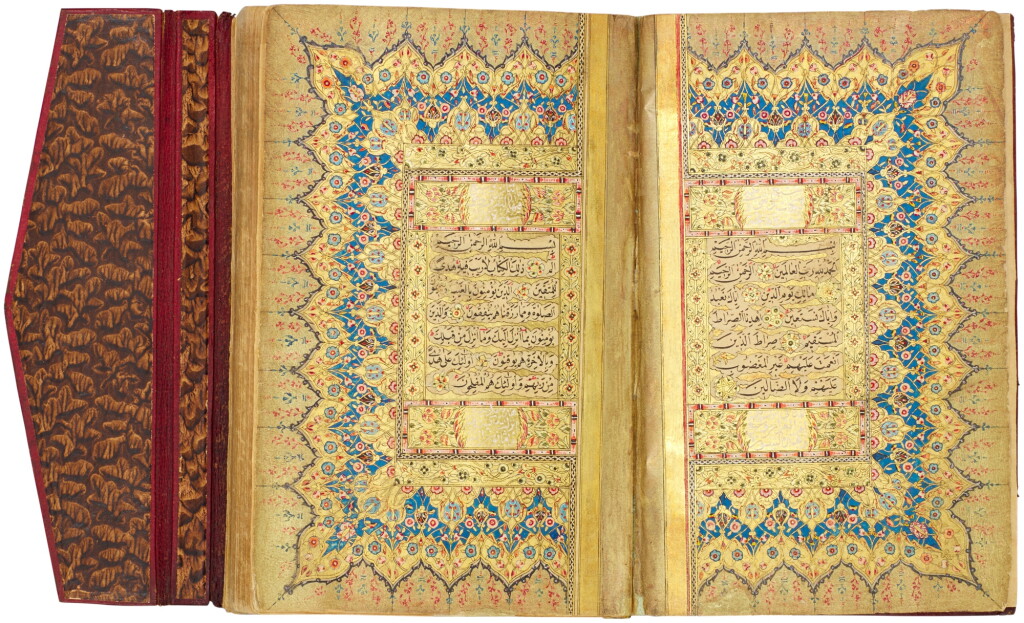 View full screen - View 1 of Lot 31. An extensively illuminated Qur'an, commissioned by Mustafa ibn Ali Gümüshanevi, copied by Hafiz Mustafa Efendi Hadhiq al-Akhsankhawi, illuminated by Abd al-Rahman Zuhdi known as Najjarzadeh al-Ardarumi, Turkey, Ottoman, dated 1267 AH/1850-51 AD.