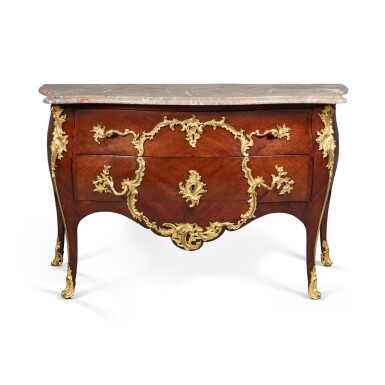 View full screen - View 1 of Lot 40. A Louis XV Gilt-Bronze Mounted Kingwood Commode, Circa 1745.
