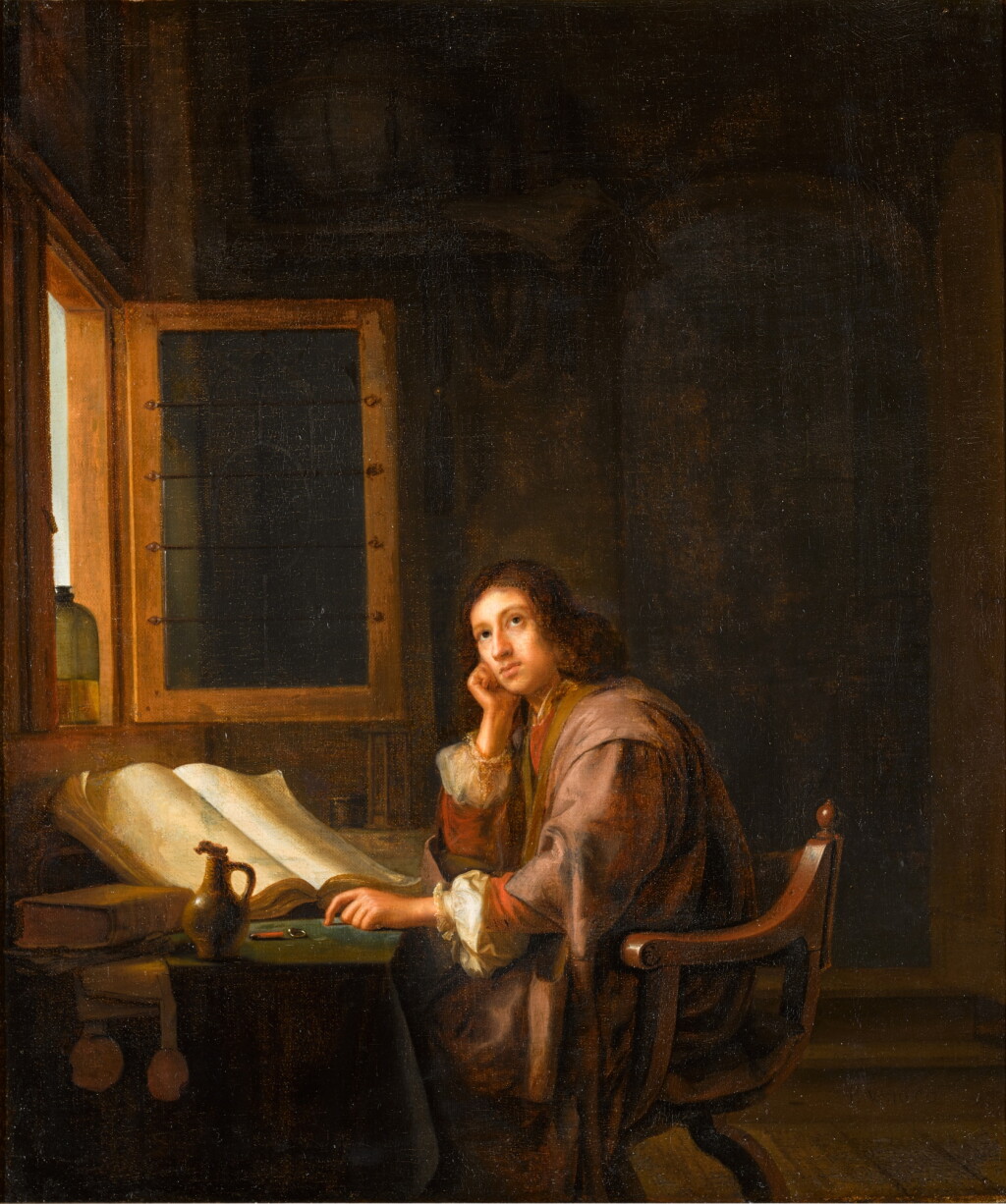 View full screen - View 1 of Lot 444. A scholar in his study.
