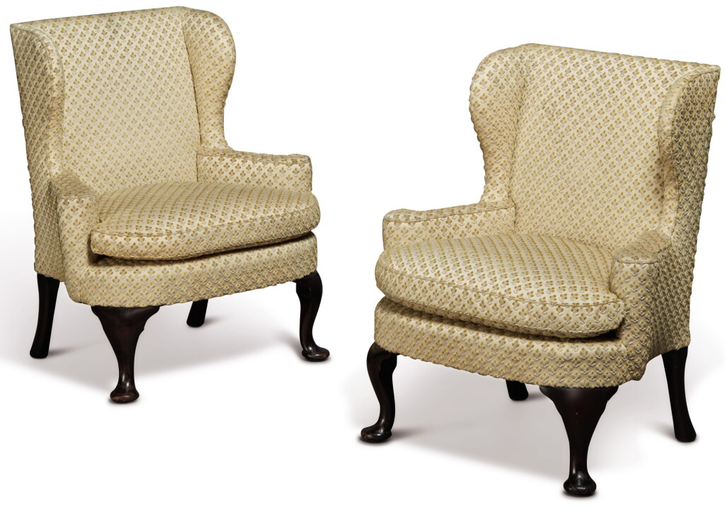 View full screen - View 1 of Lot 193. A PAIR OF GEORGE II STYLE MAHOGANY CHILD'S WING ARMCHAIRS, 20TH CENTURY.