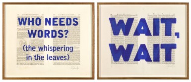 View full screen - View 1 of Lot 89. Blue Rubrics (WAIT, WAIT; and WHO NEEDS WORDS (the whispering in the leaves)?).