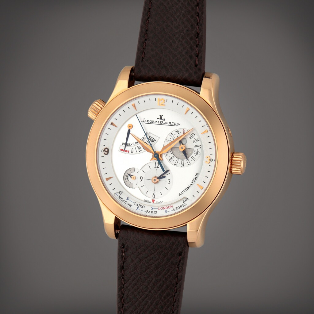 View full screen - View 1 of Lot 447. Master Geographic, Reference 147.2.57.S | A pink gold worldtime wristwatch with date, day/night, 24-hours and power reserve indication | Circa 2008.