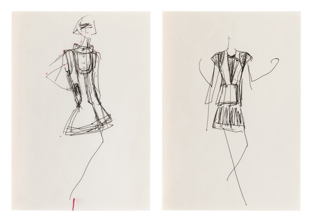 View full screen - View 1 of Lot 6. Two original sketches for fashion.