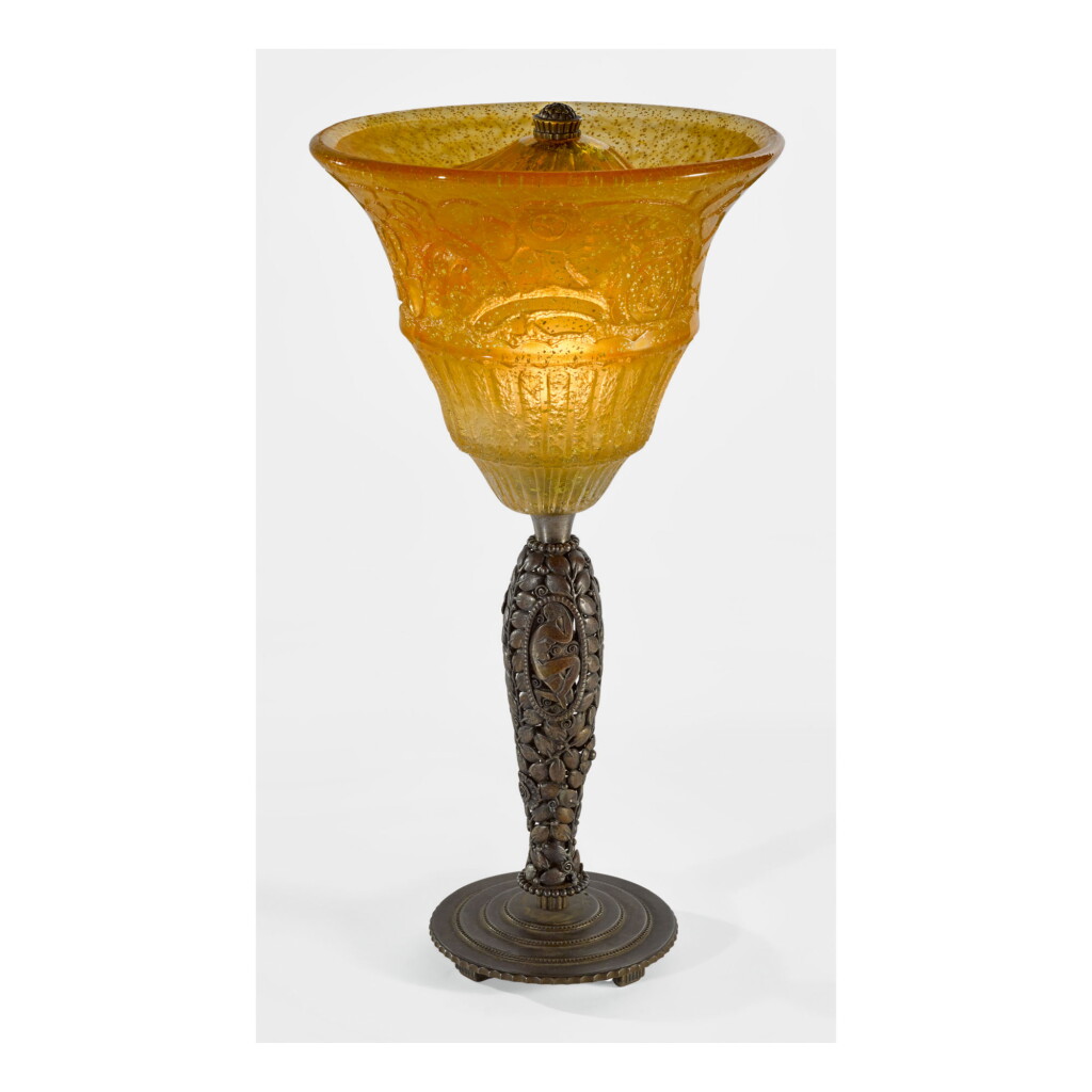 View full screen - View 1 of Lot 136. EDGAR BRANDT AND DAUM | TABLE LAMP.
