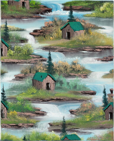 View full screen - View 1 of Lot 1087. Mountain Cabin Waterfall (Emerald Green) | 山間小屋瀑布(翡翠绿).