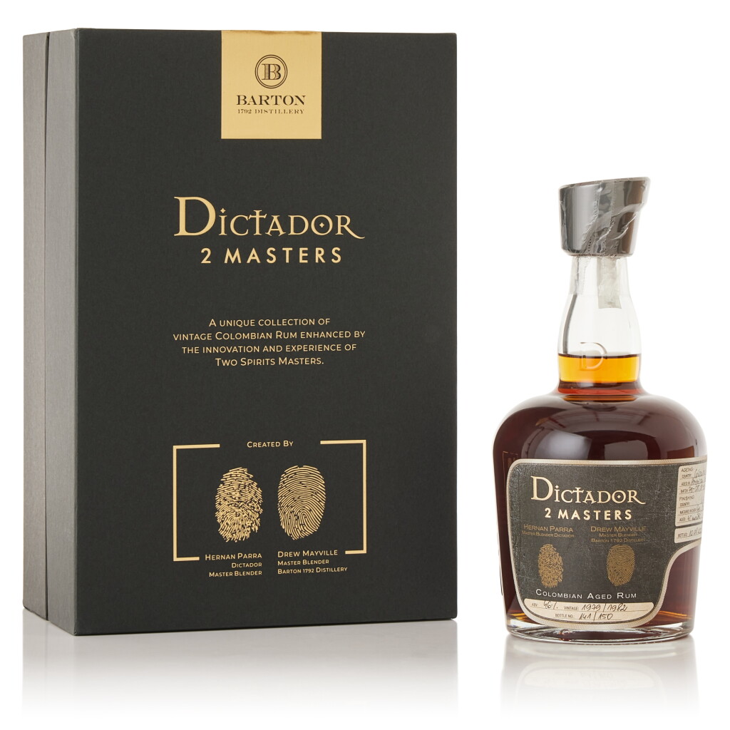 View full screen - View 1 of Lot 9745. Dictador Rum 1979/1982 "2 Masters" 46.0 abv NV (1 BT70).