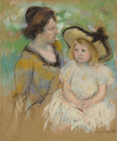 View full screen - View 1 of Lot 33. MARY CASSATT | SIMONE SEATED ON THE GRASS NEXT TO HER MOTHER.
