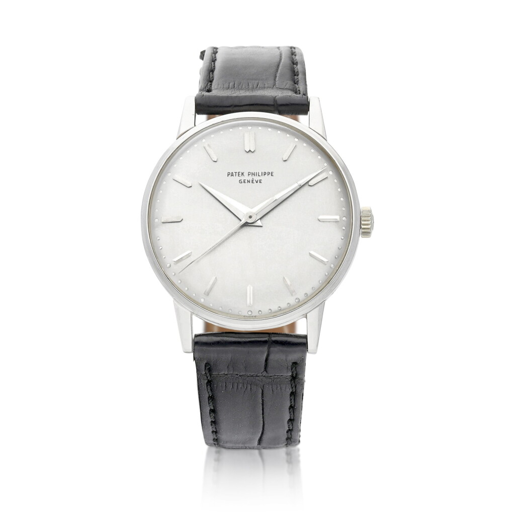 View full screen - View 1 of Lot 8123. Calatrava, Reference 3411 | A white gold wristwatch, Circa 1960 | 百達翡麗 | Calatrava 型號3411 | 白金腕錶,約1960年製.