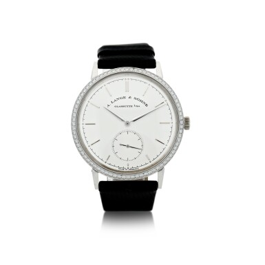 View full screen - View 1 of Lot 53. A. LANGE & SÖHNE | REFERENCE 840.026 SAXONIA A WHITE GOLD AND DIAMOND-SET AUTOMATIC WRISTWATCH, CIRCA 2019.