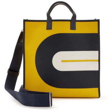 View full screen - View 1 of Lot 94. Jaune De Naples Canvas, Bleu Nuit and White Swift Record Tote Palladium Hardware, 2020.
