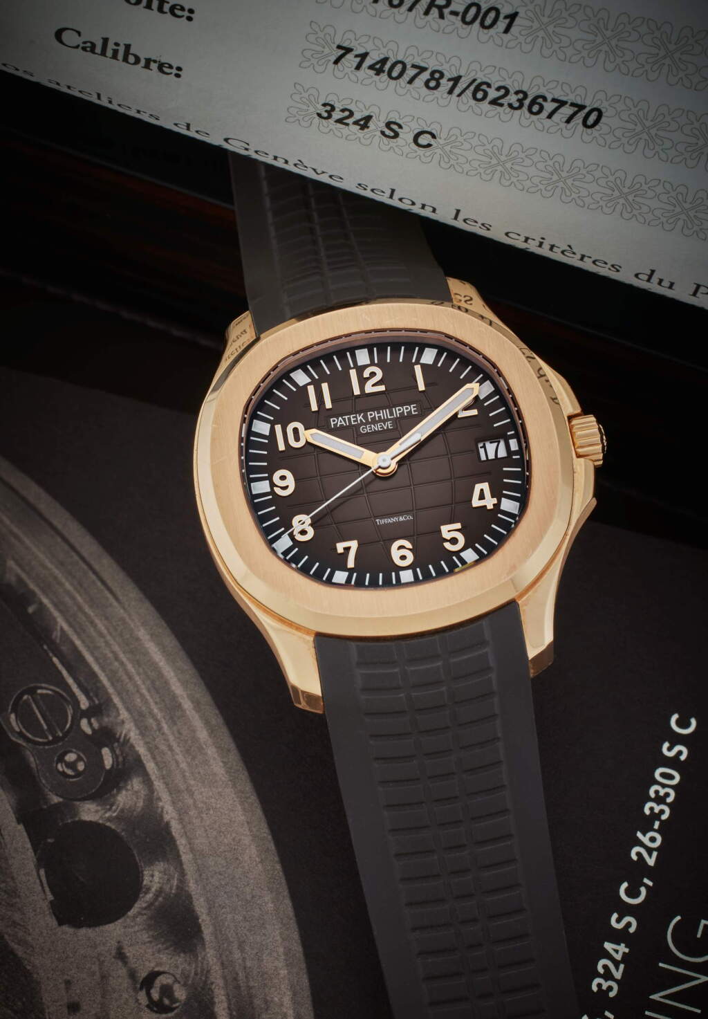 View full screen - View 1 of Lot 53. Reference 5167R-001 Aquanaut | Retailed by Tiffany & Co.: A pink gold automatic wristwatch with date, Circa 2018.