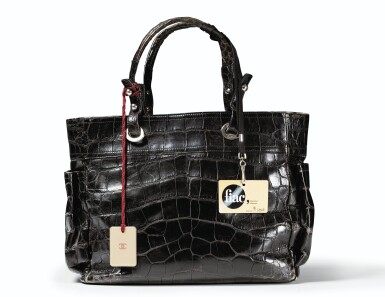 View full screen - View 1 of Lot 537. Black Embossed Lambskin Tote Silver Hardware, circa 2010 | Sac cabas en cuir embossé, porté main et épaule, circa 2010.