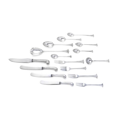 View full screen - View 1 of Lot 143. A GEORGE VI ONSLOW PATTERN FLATWARE SERVICE FOR 12, SPAULDING & CO., LONDON, 1949.