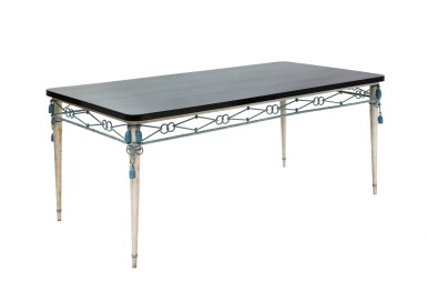 View full screen - View 1 of Lot 98. A PAINTED METAL AND WROUGHT IRON TABLE BY JANSEN, PARIS, CIRCA 1940 | TABLE EN MÉTAL PEINT ET FER FORGÉ PAR JANSEN, PARIS, VERS 1940.