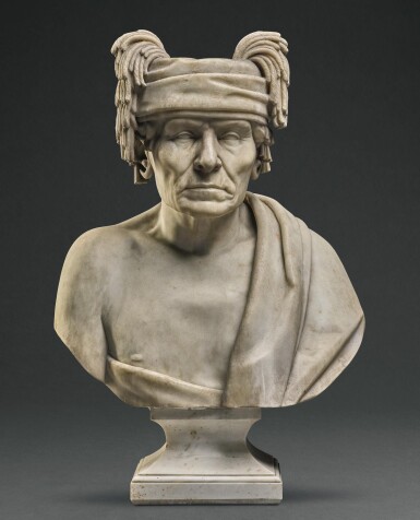 View full screen - View 1 of Lot 17. FRANCIS VINCENTI | BUST OF AYSH-KE-BAH-KE-KO-ZHAY, OR FLAT MOUTH, AN OJIBWA CHIEF.
