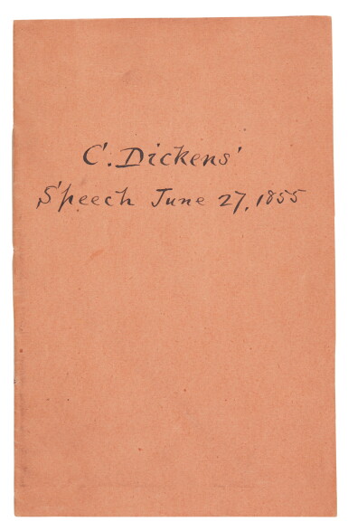 View full screen - View 1 of Lot 167. Dickens, Speech of Charles Dickens, Esq., delivered at the meeting of the Administrative Reform Association, 1855.