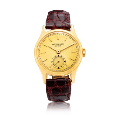 View full screen - View 1 of Lot 8269. Calatrava, Reference 2451 | A yellow gold wristwatch, Made in 1957 | 百達翡麗 Calatrava 型號2451 | 黃金腕錶,1957年製.