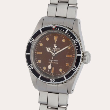 View full screen - View 1 of Lot 335. Submariner, Reference 6538 | A stainless steel wristwatch with bracelet | Circa 1959.