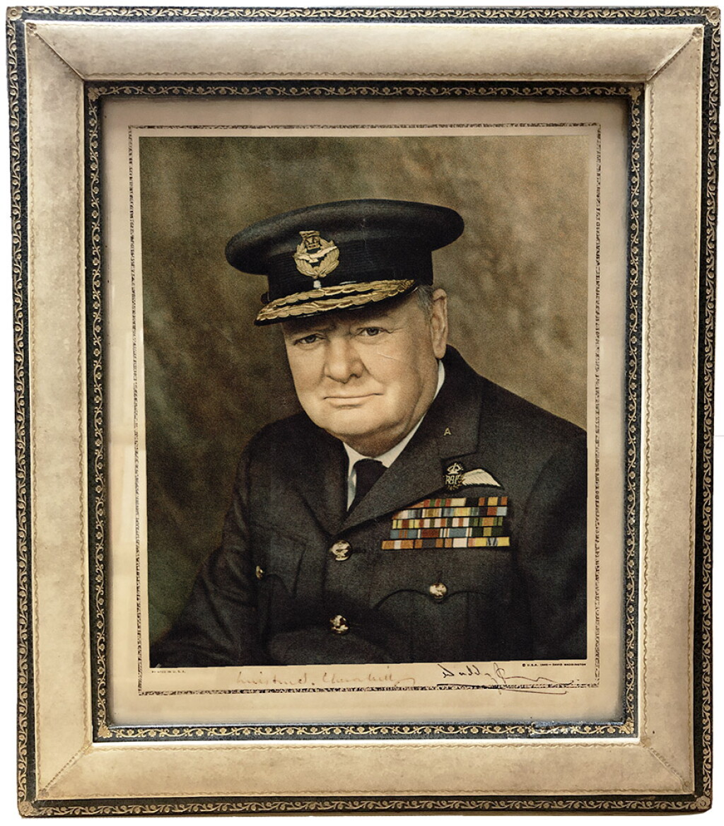 View full screen - View 1 of Lot 64. [Winston Churchill] — David Waddington, photographer | Vintage color transfer print signed by Churchill, 1945 [printed 1946].