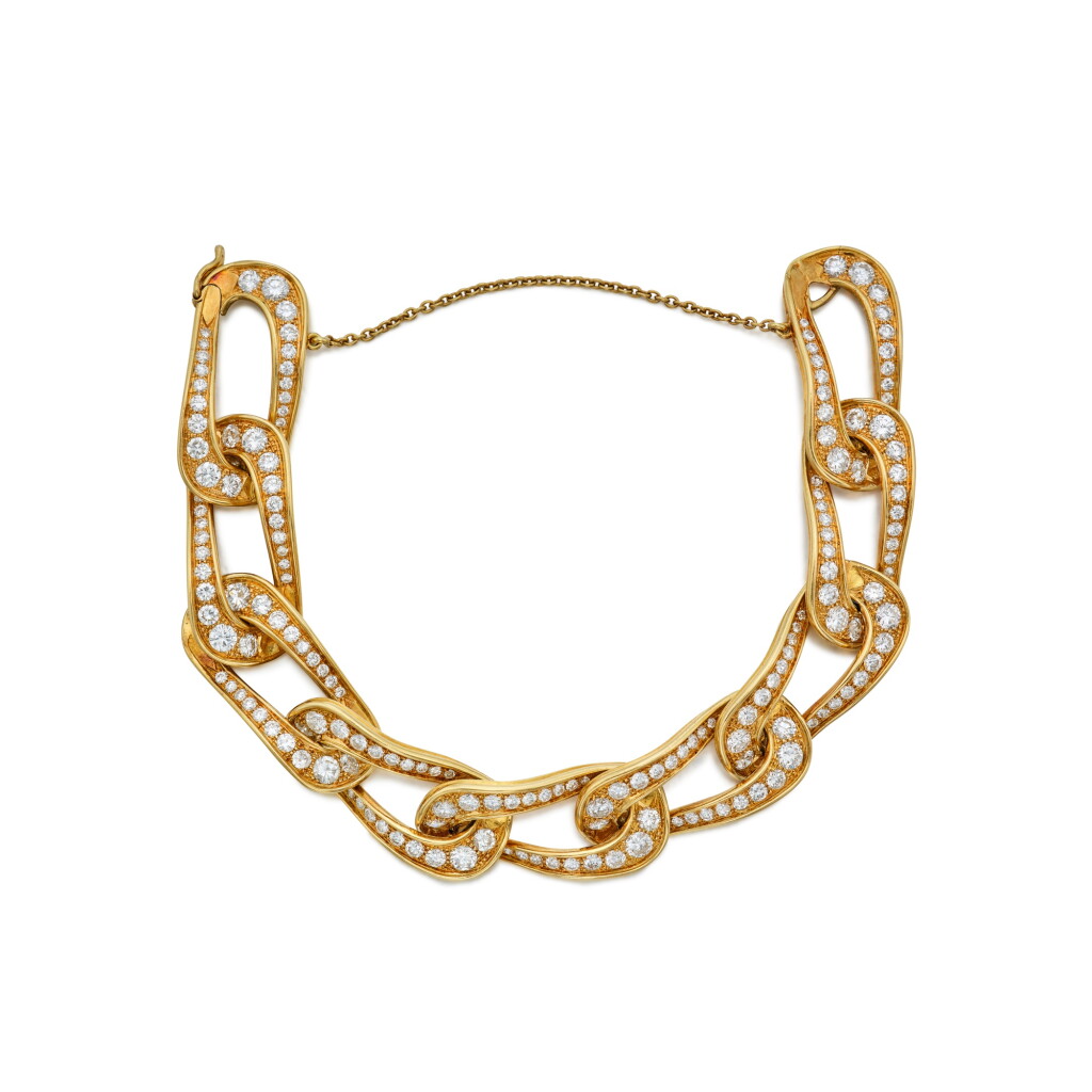 View full screen - View 1 of Lot 539. Gold and Diamond Bracelet, France.