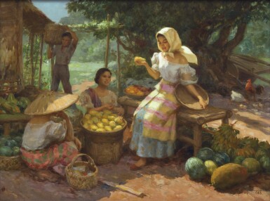 View full screen - View 1 of Lot 25. Fernando Cueto Amorsolo 阿莫索羅 | Fruit seller 水果商.