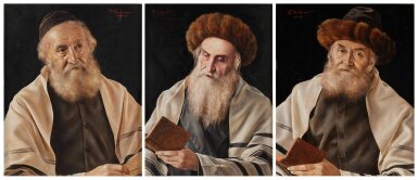 View full screen - View 1 of Lot 675. Reading the Talmud, Three Portraits.