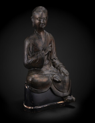 View full screen - View 1 of Lot 230. A large bronze seated monk 17th-18th century | 十七至十八世紀 銅和尚坐像.