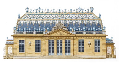 View full screen - View 1 of Lot 455. The garden facade, the Trianon de Porcelaine at Versailles, France.
